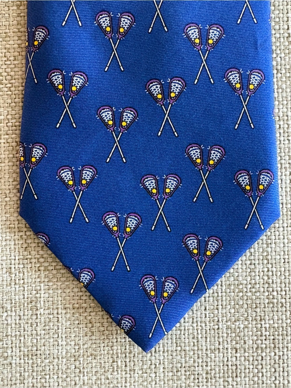 Alynn Neckwear Lacrosse Tie Blue Silk Novelty Sports Men’s 3.5”